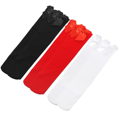 Image of Women Satin Bow Thigh High Socks with Over Knee Thigh Highs Stocking Long Stockings