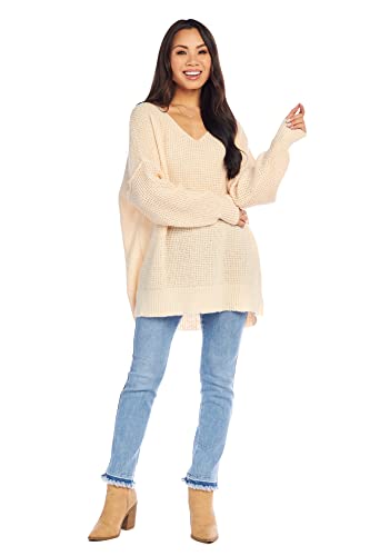 Image of Mud Pie Women's Mud Pie Avalon Womens Waffle Oversized Sweater
