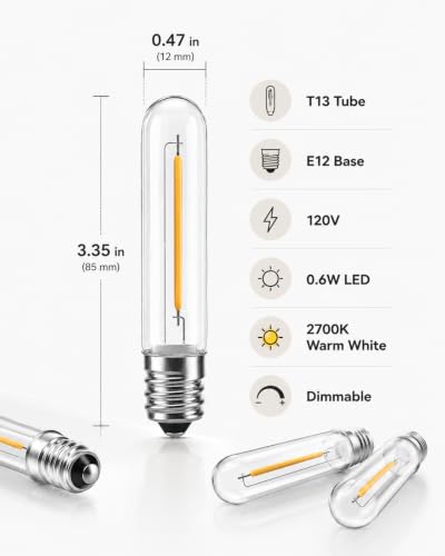Abeja 25 Pack T13 E12 LED Replacement Bulbs for S14 Outdoor String Lights | 0.6W Dimmable Candelabra Bulbs, 2700K Warm White, 120V, for Patio Lights, Chandeliers — view 2