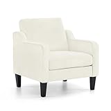 VINGLI Mid Century Modern Accent Chairs for Living Room & Reading - Soft Chenille Upholstered Arm & Side Chairs (Creamy White)