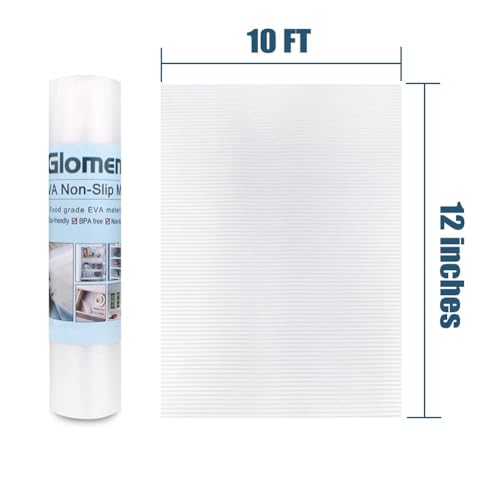 Image of Glomen Shelf Liner, Non-Slip Cabinet Liner, Washable Oil-Proof for Kitchen Cabinet, Shelves, Refrigerator, Storage, Desks, 12 Inches x 10 FT, Non Adhesive Drawers Liner (12 Inches x 10 FT)