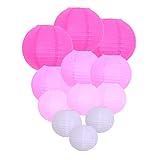 Phantasmia 紙製円形吊り下げ装飾 12個入り 3サイズ – 折りたたみ可能 軽量 耐久 屋内外お祭りパーティー飾り (30CM,ピンク)