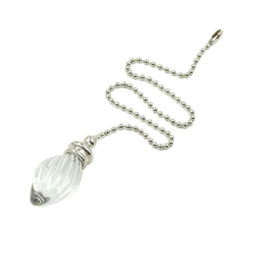 Image of 4Pcs 405mm /16 Length Decorative Ceiling Fan Pull Chains Ornament Crystal Pullchain Gorgeous Hanging Pendants Clear Flame Glass Brushed Nickel Finish Pull Chains