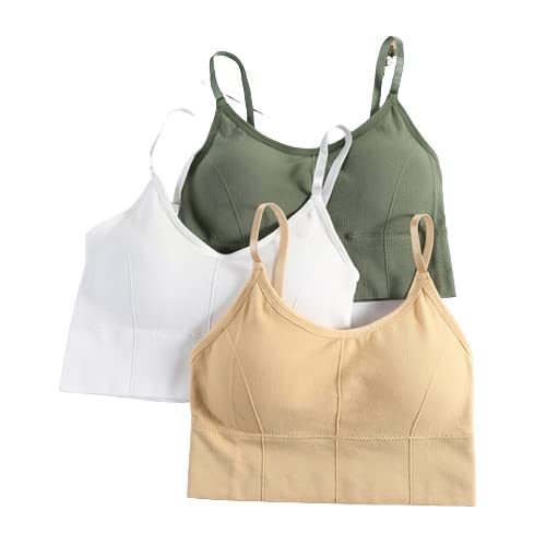 KEDY Women Cotton Padded Wire Free Sports Bra with Adjustable Straps Free Size Bra Ideal for Yoga and Gym Womens and Girls (Pack of 3)