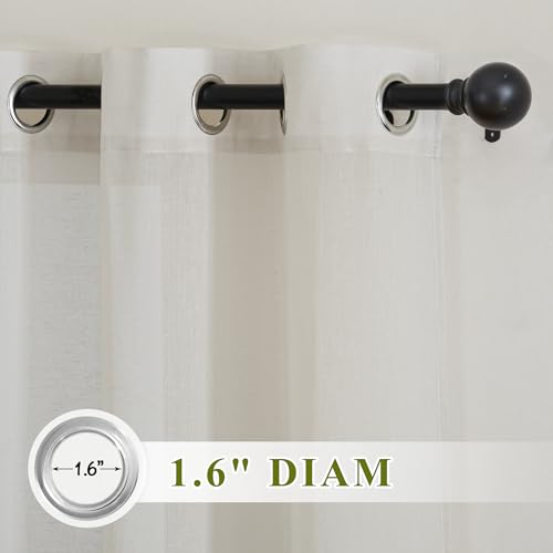 NICETOWN Natural Linen Curtains 96 inches Long, Grommet Semi Sheer Linen Burlap Vertical Drapes with Light Filtering Privacy Window Treatments for Farmhouse/French Door, W62 x L96, 2 Panels
