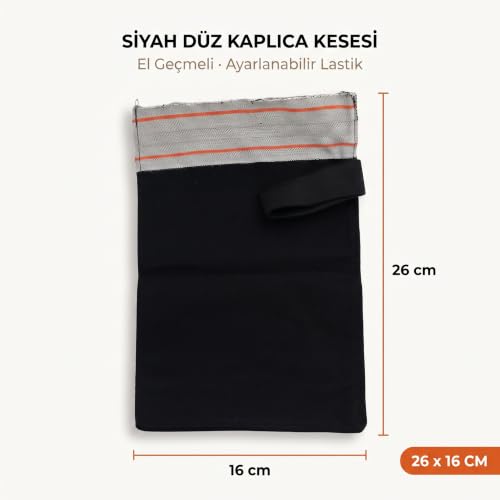 Kaplıca Hamam Kese Seti, Doğal İpek & Bitkisel Dokuma Vücut ve Uzun Sırt Kesesi, Peeling Etkili Ölü Deri ve Batık Karşıtı Banyo Kesesi (Lastikli/Lastiksiz/Sırt Kesesi) (Siyah, Düz)