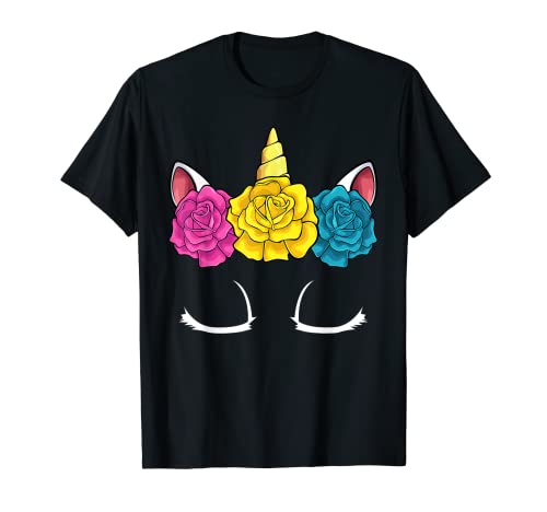 Pansexual Unicornio LGBT-Q Lindo Magical Pan Orgullo Bandera Camiseta