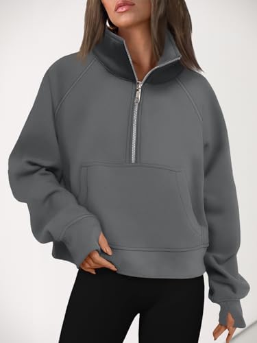 Image of AUTOMET Womens Sweatshirts Half Zip Cropped Pullover Fleece Quarter Zipper Hoodies 2026 Fall Fashion Outfits Clothes
