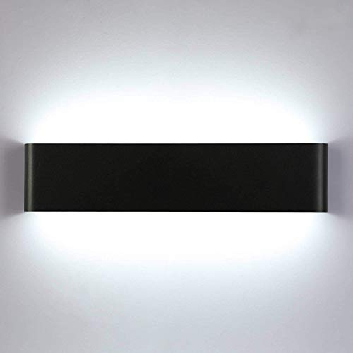 Lightess Applique Murale Intérieur LED 18W 40cm Lampe Murale 6000K Luminaire Mural Moderne IP44 pour Chambre Enfant Salon Escalier Couloir Hôtel Noir Blanc Froid