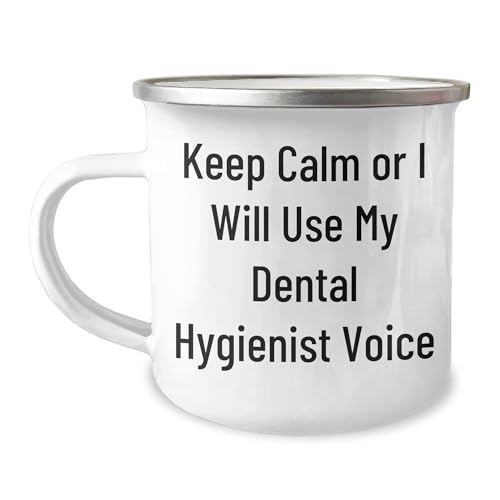 Dental Hygienist Gifts from Friends for Men, Women, and Coworkers - 'Keep Calm Or I Will Use My Dental Hygienist Voice' Christmas Unique Gifts