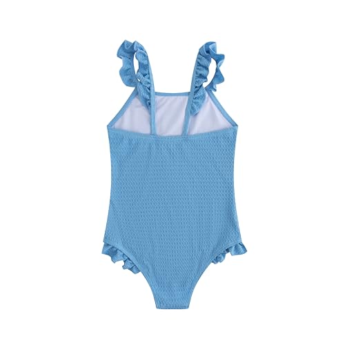 Image of LIZENS One Piece Swimsuit for Girls, Pink Beach Swimwear with Floral Embroidered Ruffled, Bathing Suit for Kids 2-12