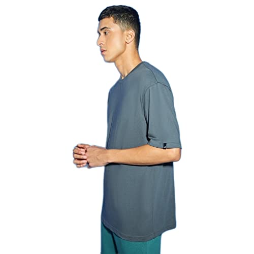 Image of Bewakoof Men's Solid Oversized Fit Half Sleeve Round Neck Cotton T-Shirt