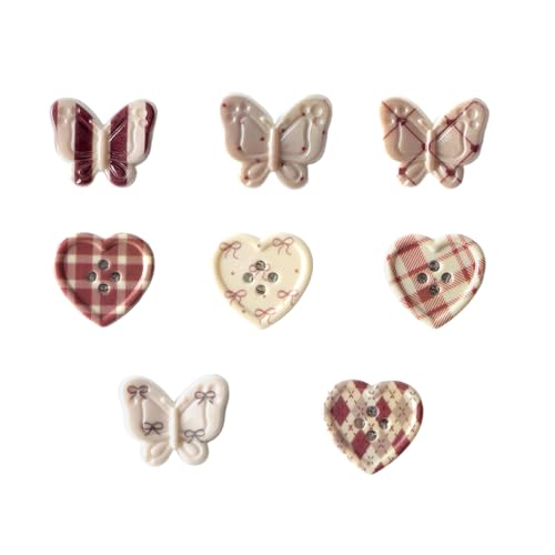 8 Imánes Decorativos Pequeños con Forma de Mariposa y Corazón