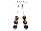 Ojo de tigre Pendientes con ojo de tigre natural, Personalizable, Ganchos de acero quirúrgico