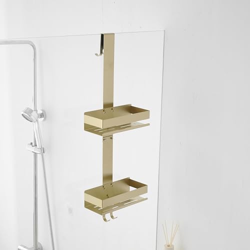 Kelelife Duschablage zum Hängen Gold, Duschablage 0hne Bohren aus Edelstahl SUS304, Shampoo Duschgel Halterung für Dusche