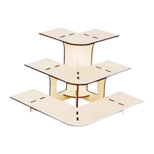 JISADER Expositor de Mesa de 3 Niveles para Tiendas minoristas, Expositor de Esquina de 3 Niveles, de Madera para ferias de artesanías, Productos alimenticios, Color Madera de Arco