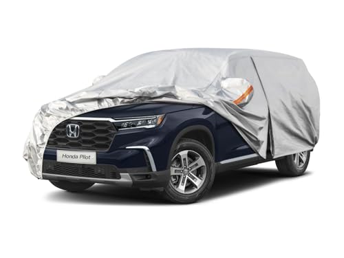 Image of Kayme 6 Layers SUV Car Cover Custom Fit for Honda Pilot (2008-2025) Waterproof All Weather for Automobiles, Outdoor Full Cover Rain Sun UV Protection.Silver