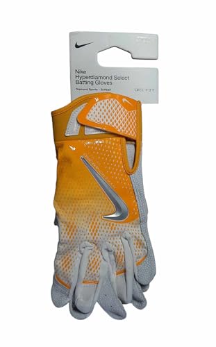 Nike Women's Sofball Hyperdiamond Select Batting Gloves L Yellow/Gray