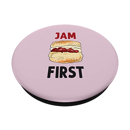 Novelty Cornish Scones Ideas For Women & Cornwall Jam First PopSockets Swappable PopGrip, Black - Image 2