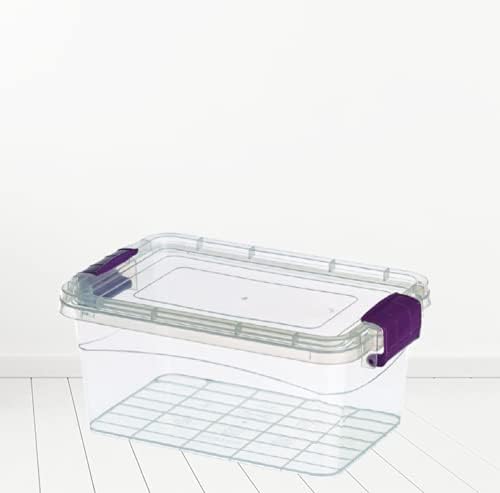 Plastic Storage Box Boxes Lid Food Container Home Office Box Lockable Stackable (15l)
