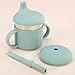 MYCOKI SP Baby Sippy Cup, Silicone Training Stainless Steel Kid Cups, Break Resistant Straw Lid Cup for Infants 6-12 Month Toddlers and 1-3 Year Kids, 7.4 Oz Water Drinking Cup (Green, 1pc)