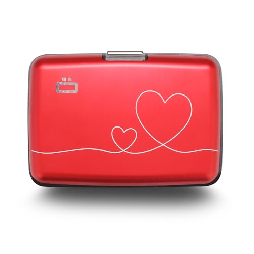 Image of OGON -DESIGNS- Aluminum card holder, RFID protection against fraud and demagnetization, compact wallet, Smart Case STOCKHOLM model (Engraving Love, Extra-secure lock)