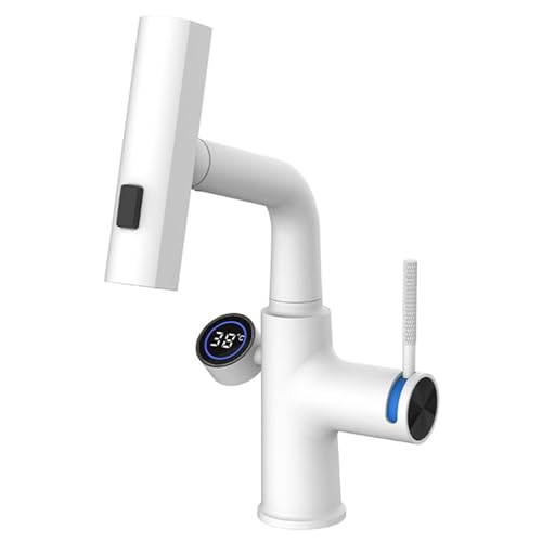 Robinet de lavabo rotatif 360° anti-brûlure avec douchette grise moderne