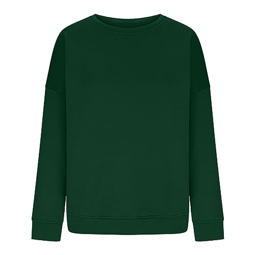 2025 Womens Sweatshirts Crewneck Fleece Oversized Pullover Sweaters Fall Winter Cute Tops Teen Girls (Green-2, XXL)2