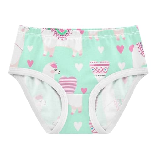 Animal Toddler Underwear Custom 2t Cotton Cute Panties Girl Cute White Llamas Green Briefs Kids Undies