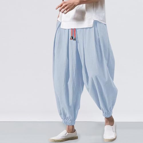 Mens Hip Hop Harem Pants Fashion Solid Color Oversized Tapered Pants Elastic Drawstring Baggy Casual Comfy Trouser2