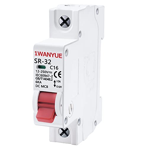 DC Miniature Circuit Breaker, 1P 500V DC Miniature Circuit Breaker 32 Amp Isolator for Solar Panels Grid System, Din Rail Mount,DC Disconnect Switch C63 (1P - 32A)