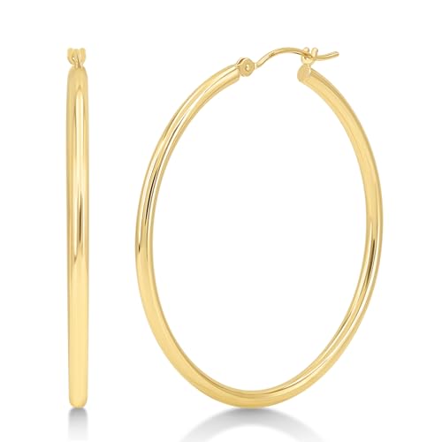KEZEF 14k Hoop Earrings 2mm Lightweight Hoops for Women Real Solid Gold