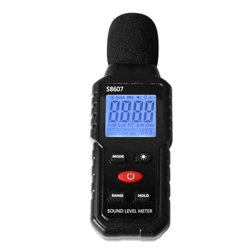 Decibel Meter, 30-130 DB LCD Sound Level Meter, Digital Sound Level Meter, Backlight/MIN, Data Storage for Factories and Roads