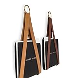 KEYAIIRA - Leather Hanging File Holder - File Storage Organizer Wall Hung Magazine Rack File Holder for Wall Organization Office Decor Storage Strap Mail Wall Mount, Vinyl Record, Media Storage