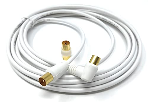 DRUT 5m TV RF Right Angle Male to Male Aerial Antenna Coaxial Cable With Female to Female Coupler Gold Connectors 75 ohm - Image 2
