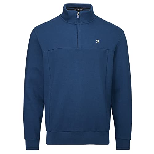 Suéter Farah Golf Tisdale para hombre una prenda de capa media sin botones en color azul