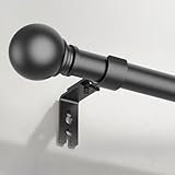 UIOSANRT Wrap Around Curtain Rods for windows 66 to 120 Inch,1- Inch diameter Adjustable Heavy Duty Curtain Rod With Brackets,Room darkening,Fits Indoor and Outdoor, Matte Black(66-125)