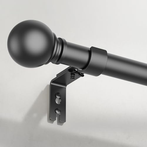 UIOSANRT Wrap Around Curtain Rods for windows 66 to 120 Inch,1- Inch diameter Adjustable Heavy Duty Curtain Rod With Brackets,Room darkening,Fits Indoor and Outdoor, Matte Black(66-125)