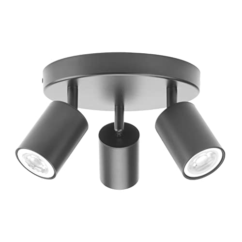 Klighten Deckenstrahler 3 Flammig Dunkelgrau, GU10 Deckenleuchte Strahler Schwenkbar, Spotleuchte Drehbar Deckenspots für Küche, Schlafzimmer, Wohnzimmer, Flur, Ohne Leuchtmittel