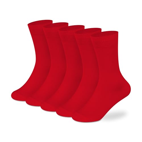 Image of Supersox Regular Length School Uniform Socks for Kids | Breathable Cotton | Anti-Odour & Moisture Absorbent | Durable Welt for All-Day Comfort | Red Colour | Pack of 5