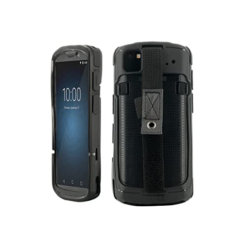 Image of MOBILIS Rugged Case for Zebra TC53 TC58 with Handstrap, Military Grade Shockproof Protective Cover for TC53 /TC58 Mobile Computer, Compatible with Charging Accessories, Recycled Materials, Black