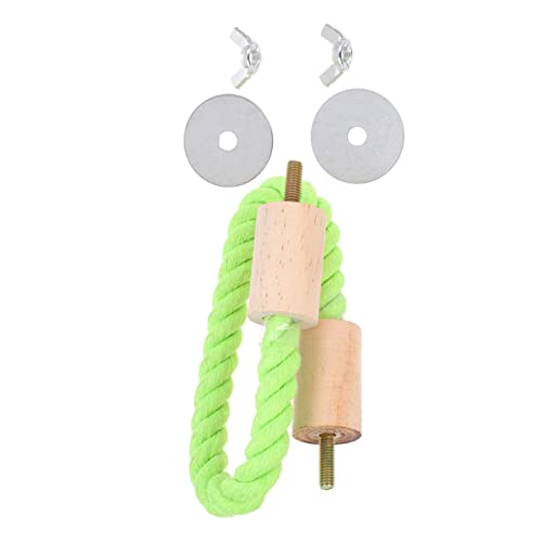 FONDOTIN オウム綿ロープ立ち棒 インフレータブル ハムスター 鳥の縄 バードパーチプラットフォームスタンド 自動オウム給餌器 止まり木 ハンモック 極 鳥かご ネスト Light Green