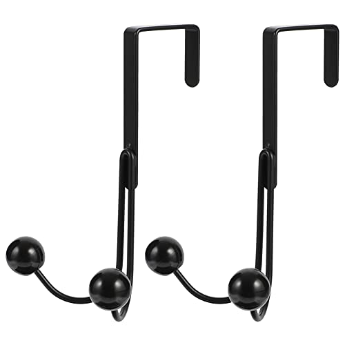 MUSISALY 2pcs Double Hook Bedroom Hook Coat Hook Over The Door Hooks Overdoor Over The Door Towel Rack Over Door Hanging Hook Door Hangers for Clothing Towel Hooks Holder Bar Hat Black Iron