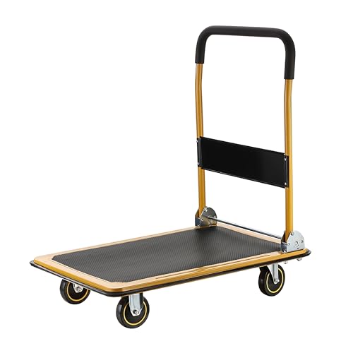 Lawazim Pro7 Foldable Push Cart Dolly -70x50x70cm 150kg Capacity- Heavy-Duty Folding Utility Cart with Spacious Platform and Smooth Rolling Wheels -for Warehouse Moving Equipment & Package Delivery