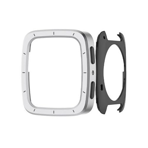 AGENIUS・For Active 2 Square ケース カバー プラスチック&アルミバンパー かっこいい Amazfit アマズフィット アクティブ2 バンパーカバー(シルバー)