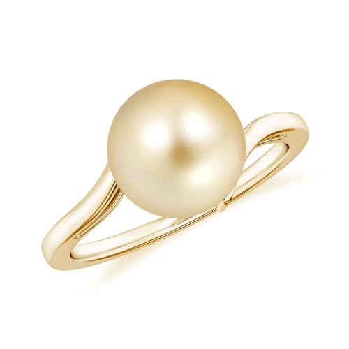 Golden South Sea Pearl Solitaire Engagement Ring for Women in 925 Sterling Silver/Gold Plated | June Birthstone Jewelry | Birthday | Wedding Gift for Her