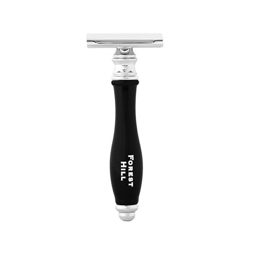 Image of Forest Hill Luxury Chrome Finish Double Edge Stainless Steel Manual Shaving Razor With Silicone Protective Cover For Men, Compatible With All Double Edge Safety Blades, Ideal For Home & Salon