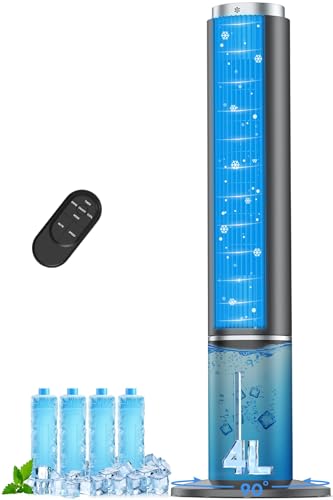 COOLECH 42 INCH Windowless Portable Air Conditioners w/4 Modes & 3 Speeds, 1-Gal Tank for 15H Cooling, 12H Timer, Swamp Cooler Air Conditioner No Window Needed, 90° Oscillating AC Unit for Bedroom