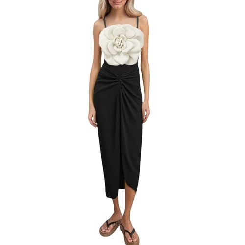 Maillot de bain à décoration florale 3D relief et coupe asymétrique chic pour femme