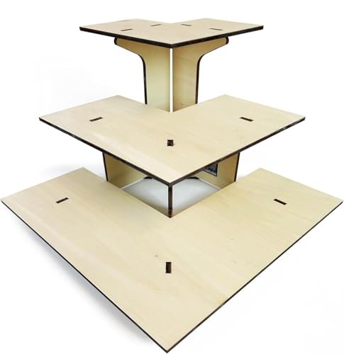 Torched 3-Tier Retail Table Display Corner Stand with Shelves for Products - Portable | 3 Step Corner Display Rack for Retail Table Top, Counter Top, Craft Shows, Farmers Market, Tradeshows